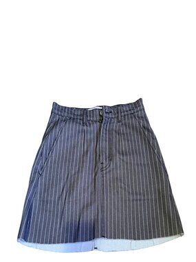 Reformation Gray & White Pinstriped Jean Mini Skirt